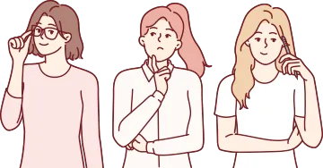 住まい探しに悩む女性たちのイラスト